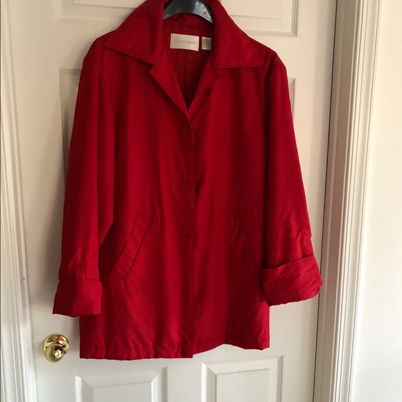 Red silk Dana Buchman topper coat - Picture 7 of 8